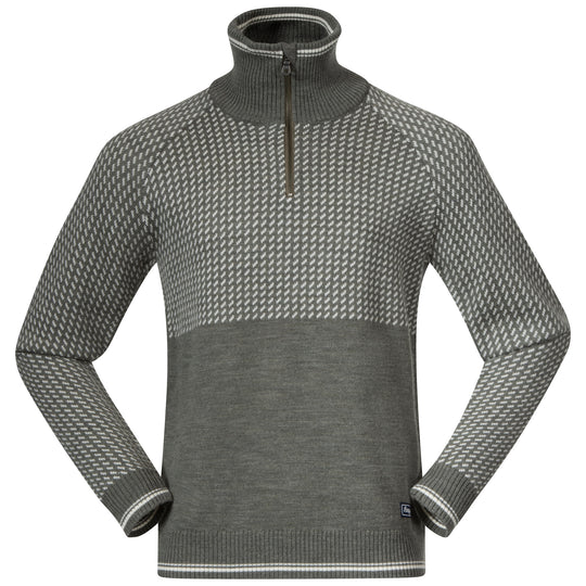 Alvdal Wool Half Zip Men - Vanilla White / Solid Dark Grey