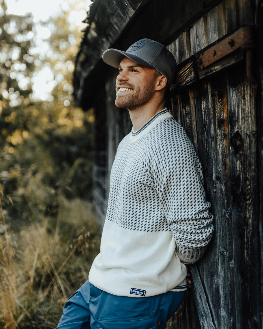 Alvdal Wool Jumper Men - Vanilla White/Solid Dark Grey