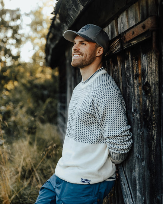 Alvdal Wool Jumper Men - Vanilla White/Solid Dark Grey