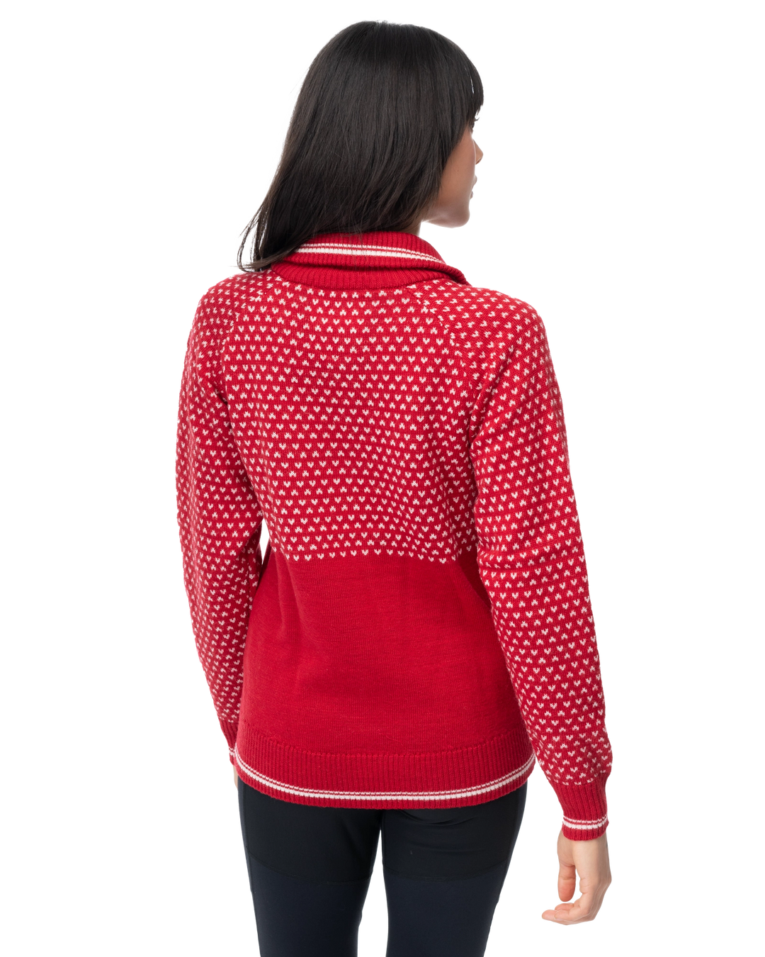 Alvdal Wool Half Zip Women - Red / Vanilla White