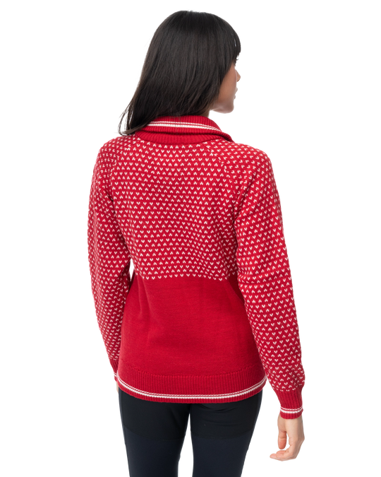 Alvdal Wool Half Zip Women - Red / Vanilla White