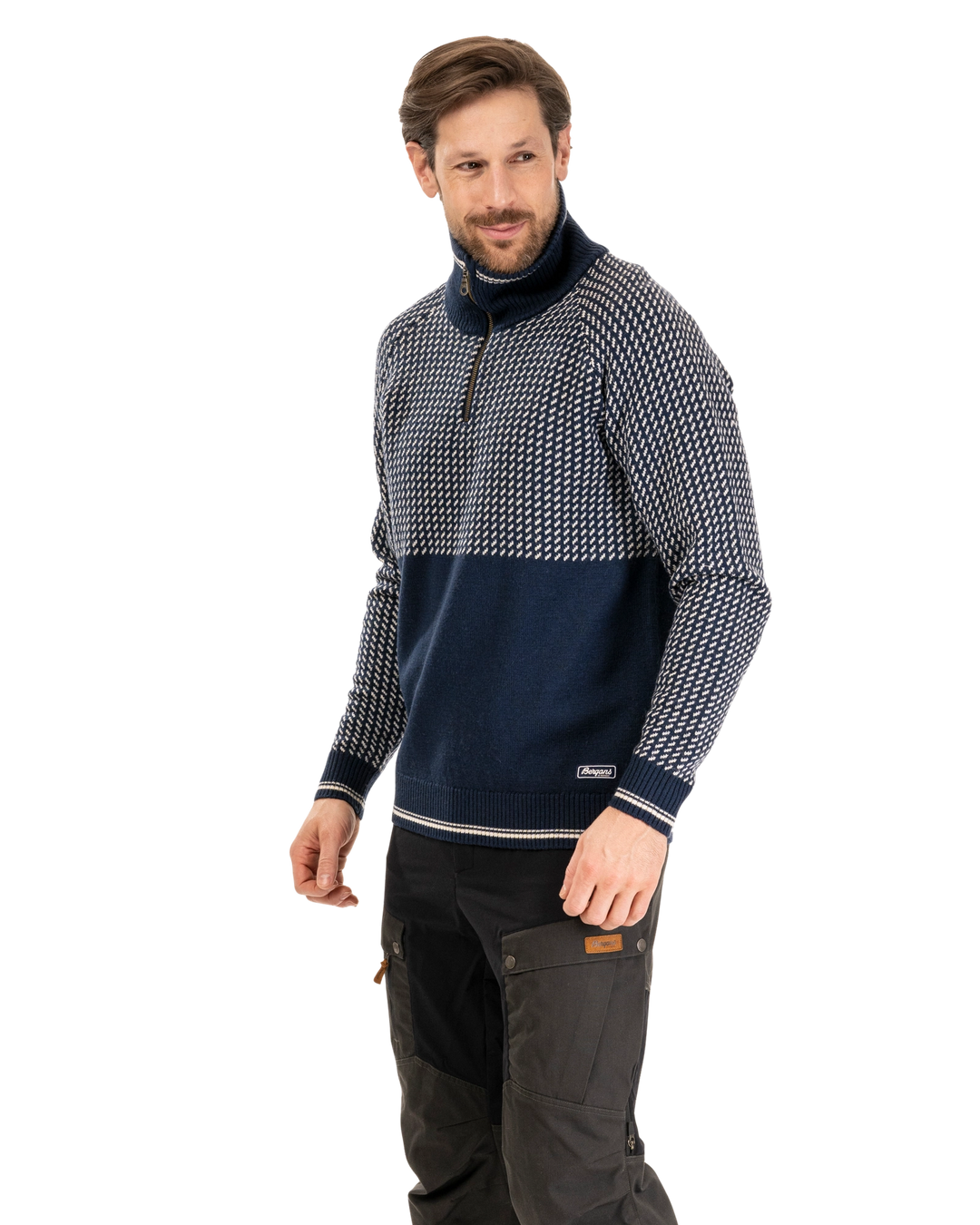 Alvdal Wool Half Zip Men - Navy Blue / Vanilla White
