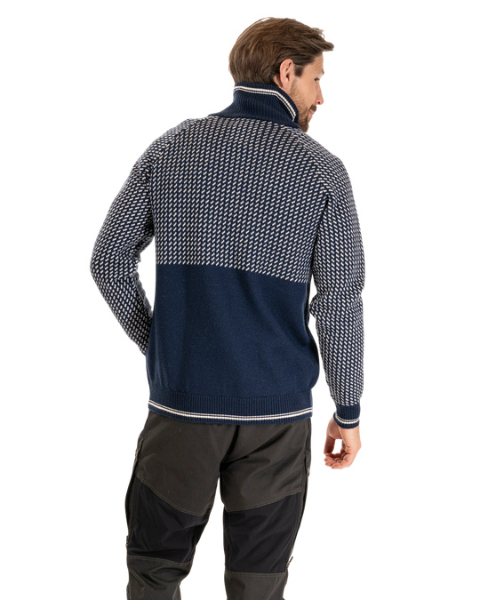 Alvdal Wool Half Zip Men - Navy Blue / Vanilla White