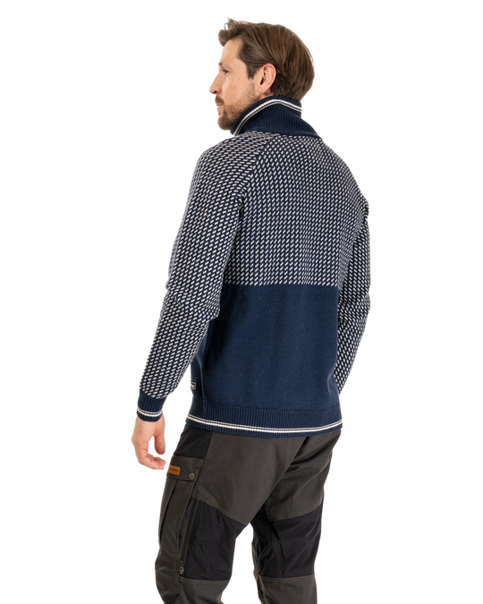 Alvdal Wool Half Zip Men - Navy Blue / Vanilla White