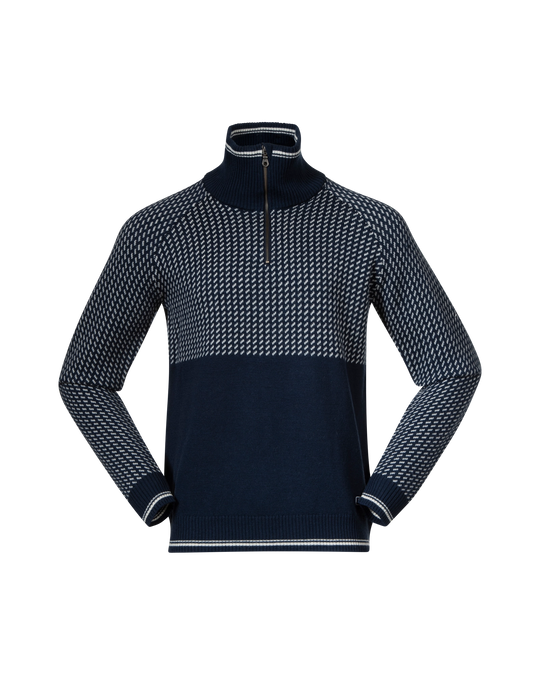 Alvdal Wool Half Zip Men - Navy Blue / Vanilla White