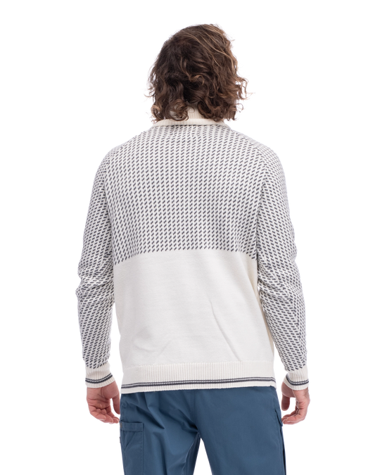 Alvdal Wool Half Zip Men - Vanilla White / Solid Dark Grey