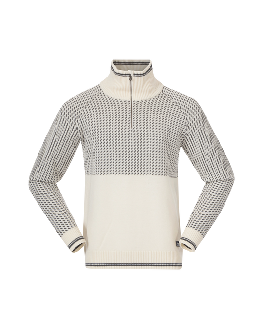 Alvdal Wool Half Zip Men - Vanilla White / Solid Dark Grey