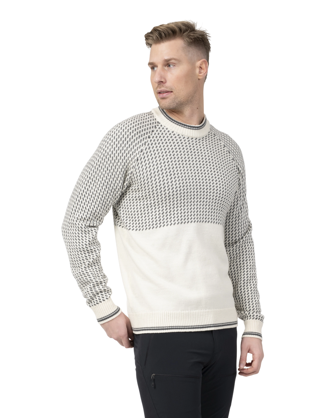 Alvdal Wool Jumper Men - Vanilla White/Solid Dark Grey