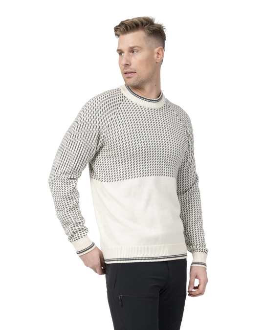 Alvdal Wool Jumper Men - Vanilla White/Solid Dark Grey